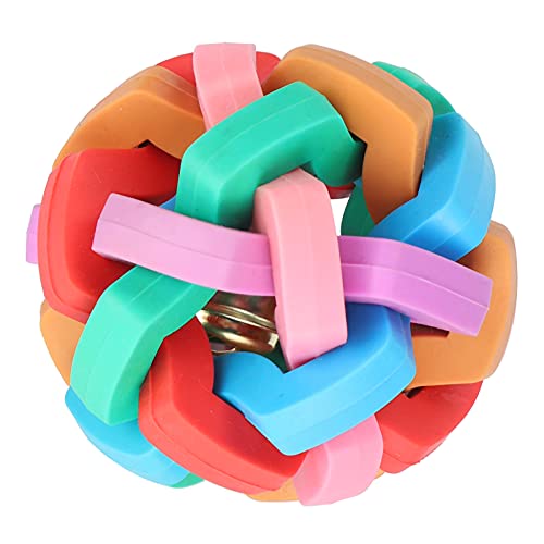 Zerodis Bell Ball Toy for Dogs Puppies Mini Pigs Interactive Squeak Pet Toy with Chew TPR Material Teething Relief Boredom Relief Training Fun (M) - size: M