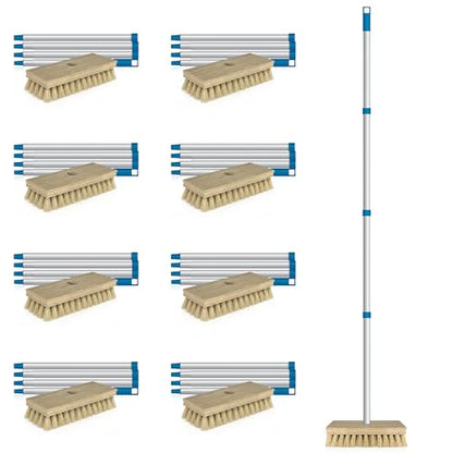 LOLA Deck Scrub Brush, 9" x 3.5" Head w/Tampico Bristles for Outdoor Cleaning, Removes Dirt & Grime from Patios, Decks, Grout, 9 Pack - size: 9 Pack, style: Tampico Deck Broom -Steel Handle