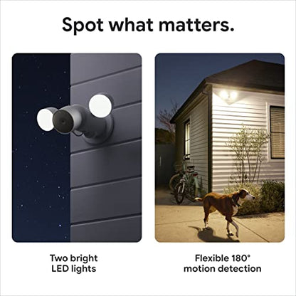 Google Nest Cam with Floodlight - Outdoor Camera - Floodlight Security Camera, White, 1 Count (Pack of 1) | Outdoor camera, camera with customizable floodlight, 1080 HDR video, night vision, 180° motion detection, Google Home app - size: 1 Count (Pack of