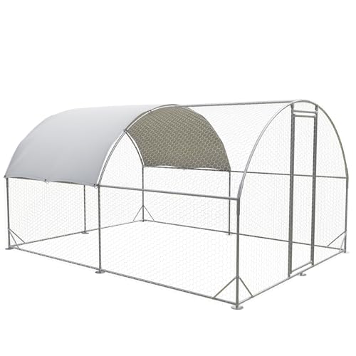 Large Metal Chicken Coop,Outdoor Chicken Coop Run Chicken Shelter with Water-Resident and Anti-UV Cover,Dome Roof Walk-in Poultry Cage Duck Rabbit House for Outside,Backyard and Farm,9'x13'x6.5' - color: Dome Roof, size: 156.0"L x 108.0"W x 78.0"H