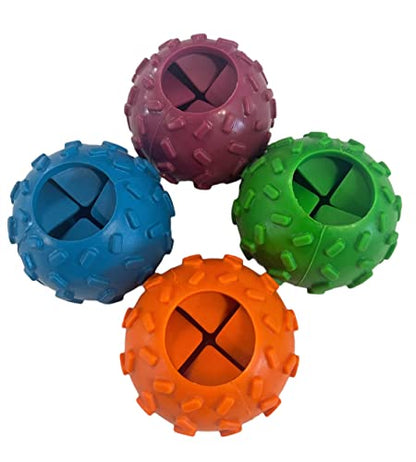 Piggy Poo and Crew Challenging Treat Dispensing Balls 4 Pack for Pigs Piglets Dogs Rabbits Cats Small Animals - color: Blue Green Orange Maroon