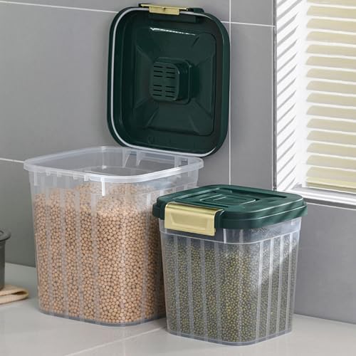 Yosoo 5KG Rice Storage Container, Sealed Bin with Lid, Pet Food Flour Grain, White, 2 counts, PP Material, for Kitchen, Pantry Organization (03) - color: 03