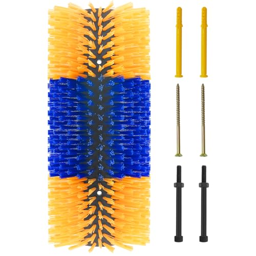 Livestock Scratching Brush Goat Scratcher Full Massage Grooming Brush with 4 Screws for Cattle, Sheep, Horses, Pigs - color: Yellow, size: 1pack