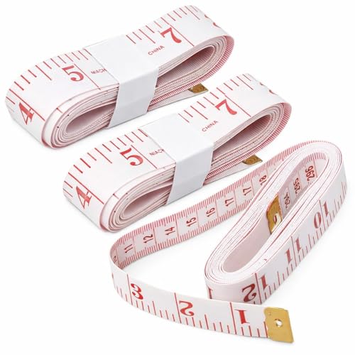 Soft Tape Measure Double Scale, Flexible Sewing Ruler for Weight Loss, Sewing Tailor Craft, Vinyl Measuring Tape Has Double Scale, 150 cm/60 Inch (3 Pack)