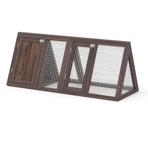 GOJOOASIS Chicken Coop for 2 Chickens Small Rabbit Hutch Quail Coop Wooden Bunny Cages Outdoor Chicken House w/Ventilating Wire (Carbonized Wood) - color: Carbonized Wood