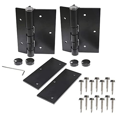 Pair of Aluminum Black Self-Closing Fence Gate Hinges for Aluminum | Vinyl | Iron | Wood Gates (Black)