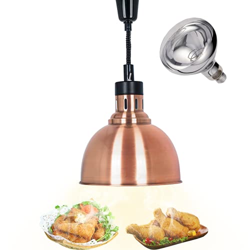 JIAWANSHUN Commercial Food Warmer Lamp with 250W Bulb Retractable Hanging Food Heat Heating Lamp for Restaurant Service Warming Pizza Warmer - color: Champagne