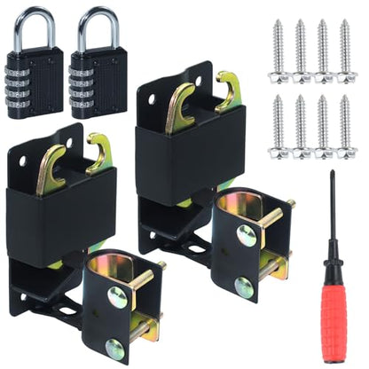 2 Pack S16100700 Two Way Lockable Gate Latch(Small Size Version: 3"L x 5"H) with Black 4-Digit Combination Lock for Metal Gates with 1-1/4" to 1-1/2" Diameter Tubes - color: 2x S16100700(Small Size Version 3"x 5")
