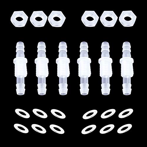 3/16” Thru-Bulk Bulkhead Plastic Hose Barb Fittings Union Adapter Fittings for Aquarium Fuel Gas Liquid Air with Metal washers (Pack of 6) - color: 6 pcs, size: 3/16 Inch