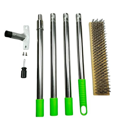 ordinarYone Strong Stainless Steel Deck Brush With 59 Inch Customizable Handle For Concrete Wood And Outdoor Spaces