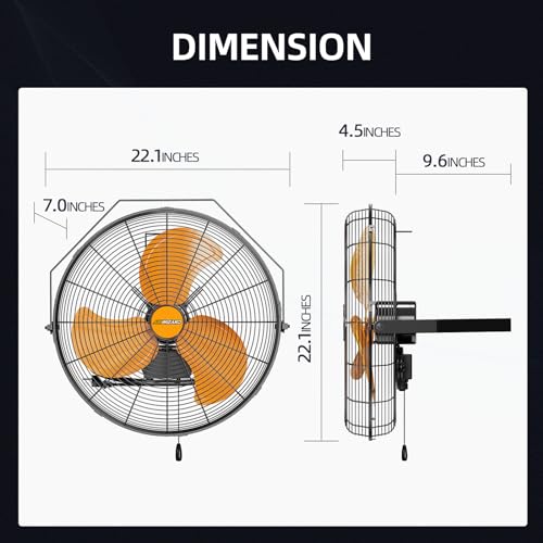 18 inch Industrial Wall-Mount Fan, 4250 CFM High Velocity Metal Commercial Fan, 3 Speed, Adjustable Tilt, for Garage, Greenhouse, Covered Patio, Workshop, Gym Room, Basement - style: 18 Inch - 4250 CFM