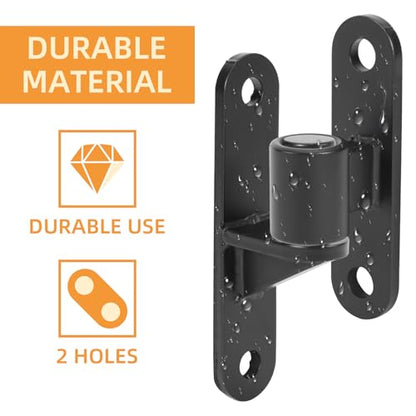 Wall Mount Gate Hinges, 4 Pairs Heavy Duty Fence Gate Hinges 5/8'' Pin Fence Post Hinge Set for Wooden or Concrete Fence Gate (Black, Screws Included) - color: Black-4 Pairs