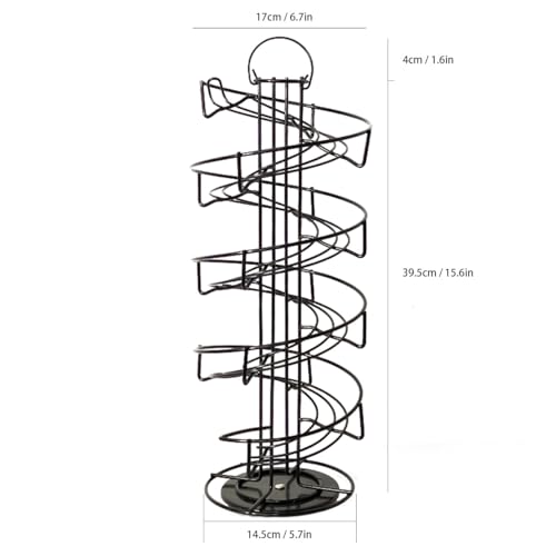 Egg Holder Countertop, Black Metal Spiral Egg Skelter Dispenser Rack with 360° Rotating Design, Farmhouse Egg Storage Display, Wide Stable Base Kitchen Organizer for Fresh Eggs