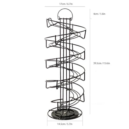 Egg Holder Countertop, Black Metal Spiral Egg Skelter Dispenser Rack with 360° Rotating Design, Farmhouse Egg Storage Display, Wide Stable Base Kitchen Organizer for Fresh Eggs