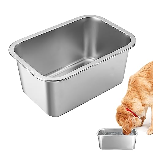 2 Gallons Large Dog Bowls - Durable Food Grade Stainless Steel Dog Water and Food Bowl No Spilling, High Capacity for Medium Large Breed Dogs Indoor Outdoor - size: 2 Gal