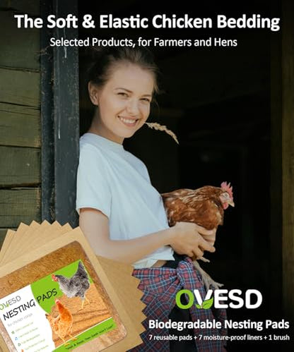 3X-Thick Reusable Chicken Nesting Pads for Nesting Box,12"x12" with Cleaning Brush(7Pads+7Liners+1Brush) | Washable Coop Bedding, Biodegradable Coconut Fiber Hen Box Laying Mats, Keep the Coop Clean and Dry and Warm,