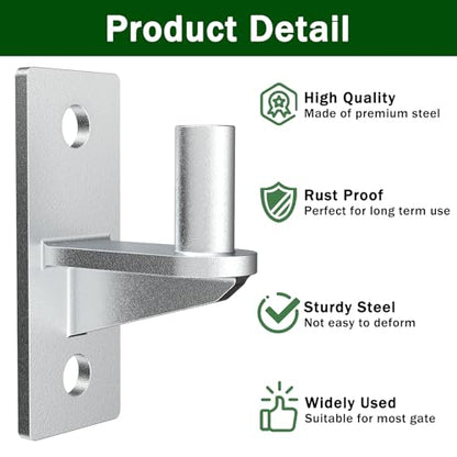 2 Pack Wall Mount Heavy Duty Gate Hinges Cast Gate Hinges Steel Wall Mount Gate Hinge Durable Wall Plate Hinges Fence Post Link Gate Hinge Chain Link Fence Hinge with 5/8'' Hinge Pin