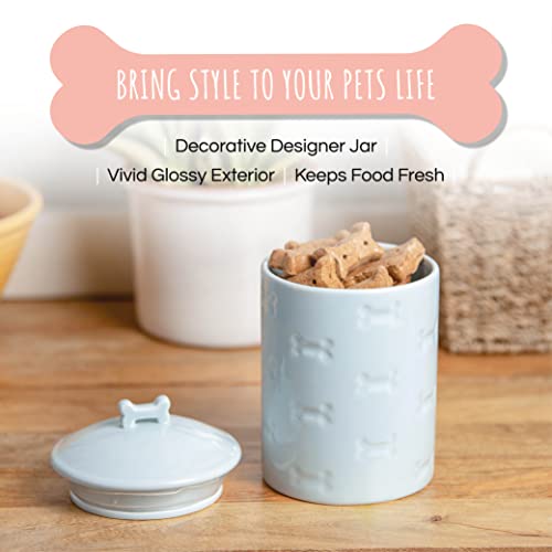 Park Life Designs Dog Treat Jar - Ceramic Dog Treat Container 1.4 Qt (Manor Blue) | Treat Jar with Lid, Keeps Treats Fresh | Stylish Storage Container | Easy-Clean, Dishwasher Safe - color: Blue
