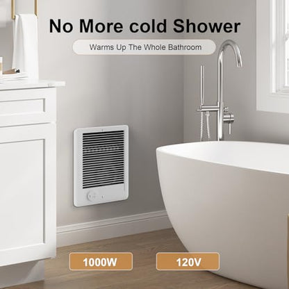 Electric Wall Heater Complete Unit with Thermostat, Model CSC101TW, 1000 Watt, 120 Volt, White