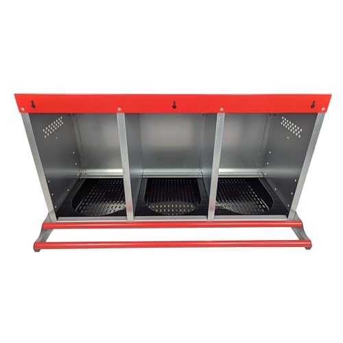 Hen's Choice™ - Reverse Roll Out Chicken Nest Box | Reversible Roll Away Nest Box | 3 Hole (Red)