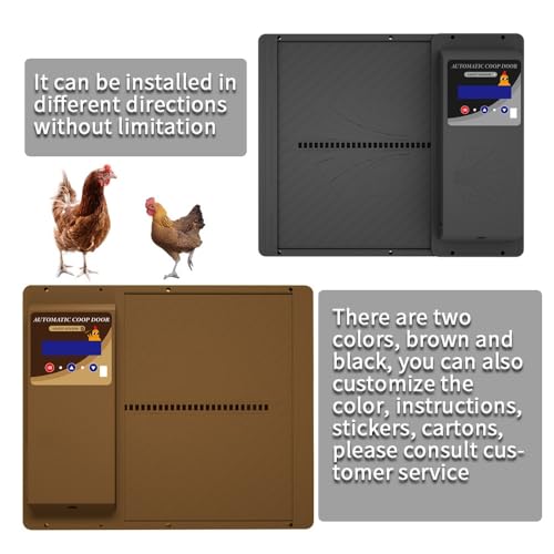 Automatic Solar Powered Chicken Coop Door, Light Sensor and Remote Control, Weatherproof Anti-Pinch Poultry Door(Black) - color: Black
