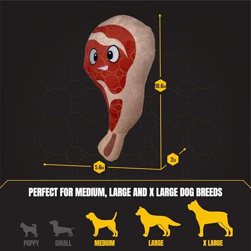 Bite Force - Durable & Strong Dog Toy Ribby with Squeaker, Kevlar-Reinforced Seams for Aggressive chewers- Red. - color: Regular - Rib eye