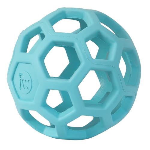 JW Pet HOL-ee Roller™, Dog Toy Puzzle Ball, Natural Rubber, Small (3 Inch Diameter), Blue - color: Blue, size: 3 Inch