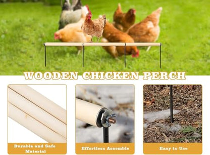 Extra Long Chicken Perch Toys, Wooden Chick Perch Stand with Metal Ground Plug, Outdoor Birds Training Platform, Chicken Coop Accessories, Suitable for Poultry Rooster Chicks Large Bird Chicks Parrot - size: 44.9 Inch Long