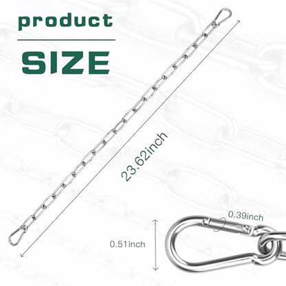 4PCS Stainless Steel Gate Chain Lock - 24 Inch Chain Link with Double-Ended Carabiners for Outdoor Fence and Metal Gates - Secure Gate Latches and Locks for Cow, Horse, Dog, Pet Cages - size: 4 Pack