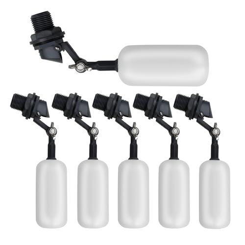 6-Pack Adjustable Arm Float Ball Valve for Automatic Water Level Control in Livestock Water Troughs, Aquariums, Hydroponics, and Reservoirs, 1/2 Inch NPT Thread