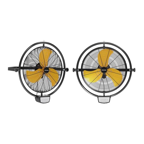 2PCS 20 Inch Wall Metal Fan Pro Remote Control, High Velocity Wall Mount Fans for Commercial, Residential, Warehouse, Covered Patio, Shop, Garage, Barn 3 Speed 5200 CFM UL Safety Listed - color: Yellow, size: 20 Inchx2