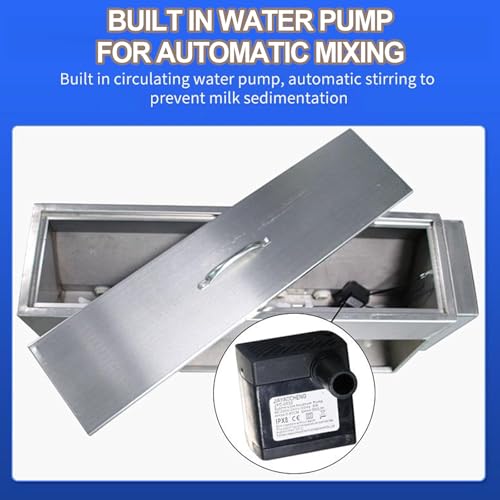 Pig Milk Feeder, Stainless Steel Piglet Lactation Feeder with Sound Source Hole, Large Capacity Milk Box, Automatic Stirring, 14 Fully Automatic Nipple Feeder for Lambs, Pig, and Small Cattle