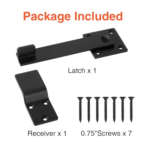 6" Barn Door Flip Latch, Sturdy Farm Flip Fence Gate Latch Iron Hardware, Gate Latch for Shed Door, Sliding Doors, Double Doors, Matte Black