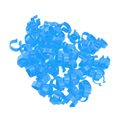 SUNGOOYUE Chicken Leg Identification Bands, PP Plastic Poultry Leg Rings 100 Pieces 18mm Open Design for Easy Tracking and Flock Sorting, for Large Chickens Ducks Geese Farmers (Blue #14)