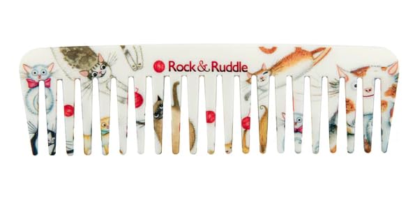 Rock & Ruddle Wide Tooth Comb | Perfect for Detangling Wet Hair and Applying Hair Color - Cute Cats - color: Cute Cats