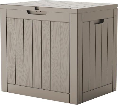 EasyUp 35 Gallon Outdoor Storage Box, Outdoor Deck Boxes for Garden Tools Equipment,Cushions and Patio Storage, Resin and Lockable,Easy to Install(Grey) - color: Grey, size: 35 Gallon