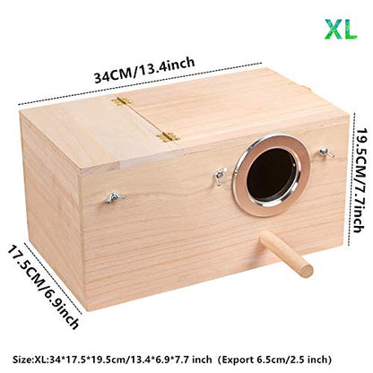YJJKJ Wood Parakeet Nest Box Pet Bird House Parrot Breeding Mating Box Bird Cage Box for Lovebirds Cockatiel Parrotlets Budgerigar Parakeet (XL) - size: Extra Large
