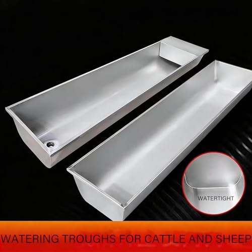 39in / 59in Livestock Water Trough Livestock Feeding Trough Large Capacity Self Filling with Float Valve Kit, Animal Stainless Steel Larger Automatic Waterer for Pig Sheep Horses,Silver,100cm - size: 100cm