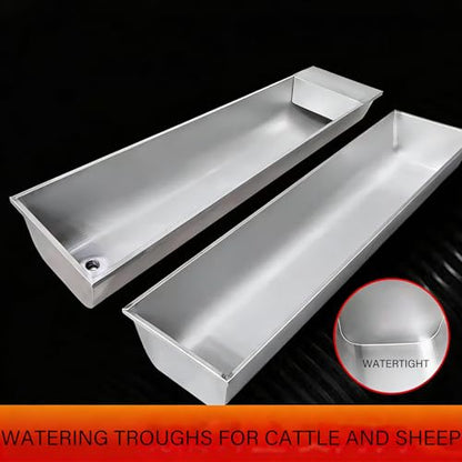 39in / 59in Livestock Water Trough Livestock Feeding Trough Large Capacity Self Filling with Float Valve Kit, Animal Stainless Steel Larger Automatic Waterer for Pig Sheep Horses,Silver,100cm - size: 100cm