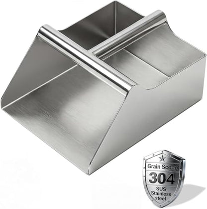304 Stainless Steel Large Metal Scoop, 120OZ Heavy Duty Rustproof Ice Scoop with Ergonomic Grip Handle Easy to Clean Utility Scoop for Food Commercial Livestock and Pet Dog Feeding - size: 120 OZ