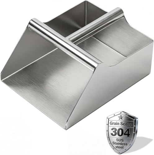 304 Stainless Steel Large Metal Scoop, 120OZ Heavy Duty Rustproof Ice Scoop with Ergonomic Grip Handle Easy to Clean Utility Scoop for Food Commercial Livestock and Pet Dog Feeding - size: 120 OZ