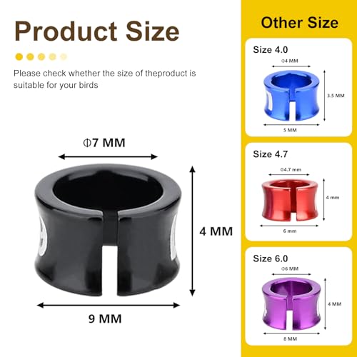 Open Bird Foot Ring, Aluminum Alloy Split Bird Leg Ring for Parrots,Hibiscus,Peonies,Pigeons (7.0mm,50pcs) - color: ID7.0, size: Open