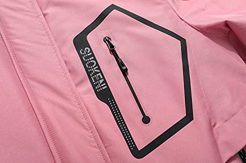 SUOKENI Women's Waterproof Warm Winter Snow Coat Hooded Raincoat Ski Snowboarding Jacket - color: Pink, size: Small