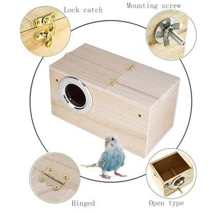 PINVNBY Parakeet Nesting Box Bird House Wood Breeding Box Parrots Mating Box for Lovebirds,Cockatoo,Budgie, Finch,Canary and Medium-Sized Birds(XL) - size: X-Large