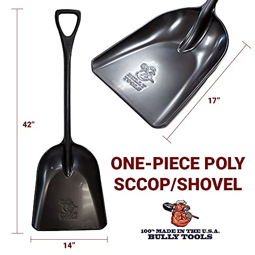 Bully Tools Poly Snow Scoop – Heavy Duty Poly Shovel for Clearing Walkways, Lightweight Plastic Tool for Composite Decks, Large Winter Scoop for Snow Mulch, Grain, and Debris Handling - Black, 42-Inch - color: Black