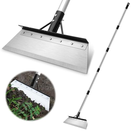 15 in Flat Shovel with 79" Adjustable Handle, Heavy Duty Floor Scraper Long Handle, Garden Shovel for Weeding, Lawn Edging, Snow Shovel Ice Scraper, Multifunctional Weed Remover Tool