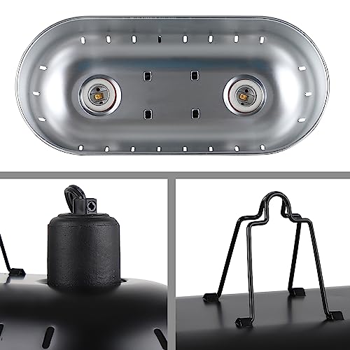 DXOPHIEX 15inch Dual Reptile Light Fixture, Max 150W Dual Reptile Heat Lamp Fixture with 100W Basking Spot Lamp Bulb and 26W UVB Heat Bulb for Bearded Dragon Terrarium and Tortoise Habitat