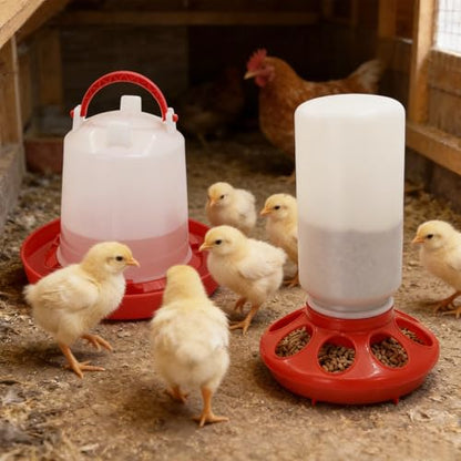 Chick Feeder and Waterer kit 1L Drinker & Feeder for Chickens Broilers,& Birds Quail Pigeon