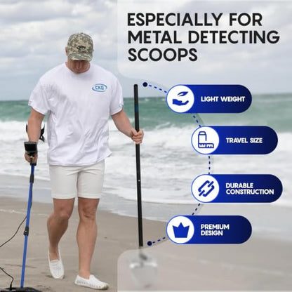 CKG Carbon Fiber Travel Sand Scoop Shovel Handle Universal Lightweight Pole for Beach Metal Detecting Long Rod with 28.5mm/1 1/8 " Diameter - color: Black, size: Travel