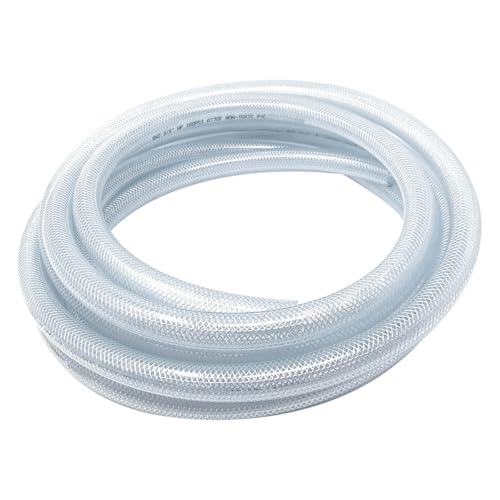 Gloxco Clear Braided PVC Tubing, Food Grade, Heavy Duty Reinforced Hose, 3/4" ID, 25 Ft Length - size: 3/4" x 25 Ft